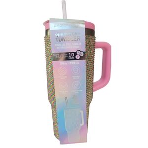 Tumbler 24 Oz. Pink, Yellow & Green Rhinestone with Straw NEW WITH TAGS